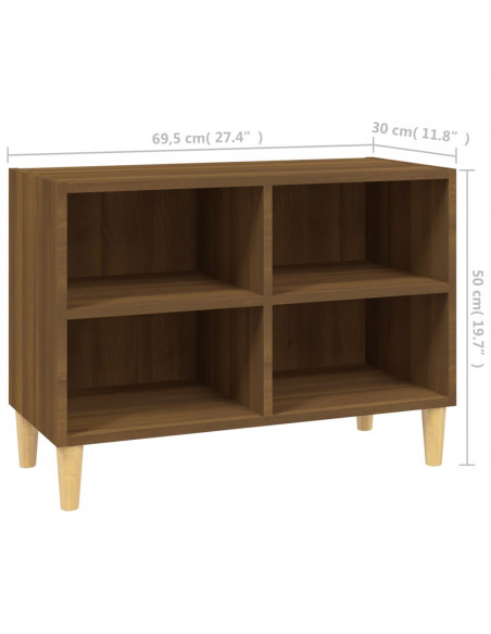 Mobile TV Gambe in Legno Massello Rovere Marrone 69,5x30x50 cm