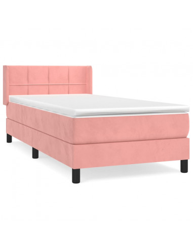Giroletto a Molle con Materasso Rosa 90x190 cm in Velluto