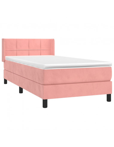 Giroletto a Molle con Materasso Rosa 90x190 cm in Velluto