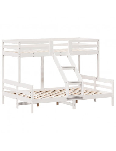 Letto a Castello 90x200/140x200cm Bianco Legno Massello di Pino