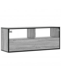 Mobile TV Grigio Sonoma 100x31x39,5cm Legno Multistrato Metallo