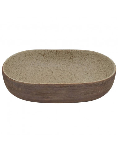 Lavabo da Appoggio Sabbia e Marrone Ovale 59x40x14 cm Ceramica