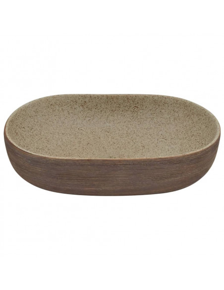 Lavabo da Appoggio Sabbia e Marrone Ovale 59x40x14 cm Ceramica