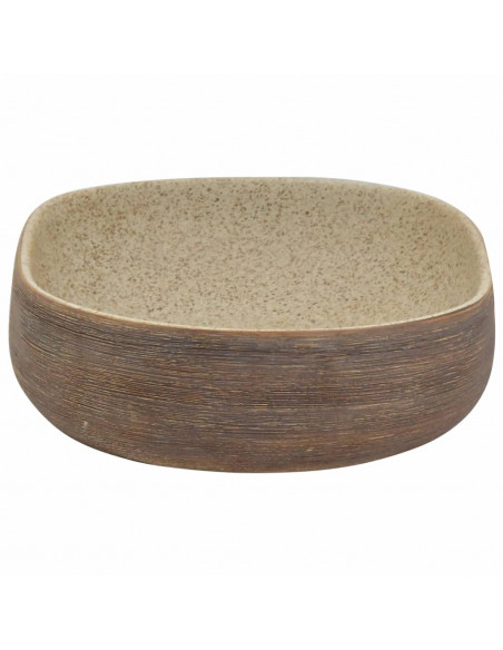Lavabo da Appoggio Sabbia e Marrone Ovale 59x40x14 cm Ceramica