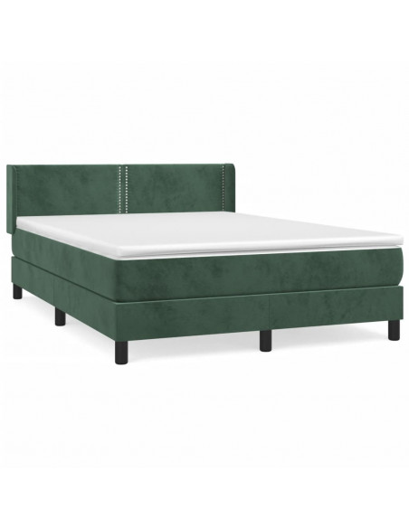 Giroletto a Molle con Materasso Verde Scuro 140x200 cm Velluto