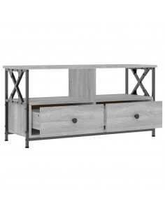 Mobile TV Grigio Sonoma 90x33x45 cm Legno Multistrato e Ferro