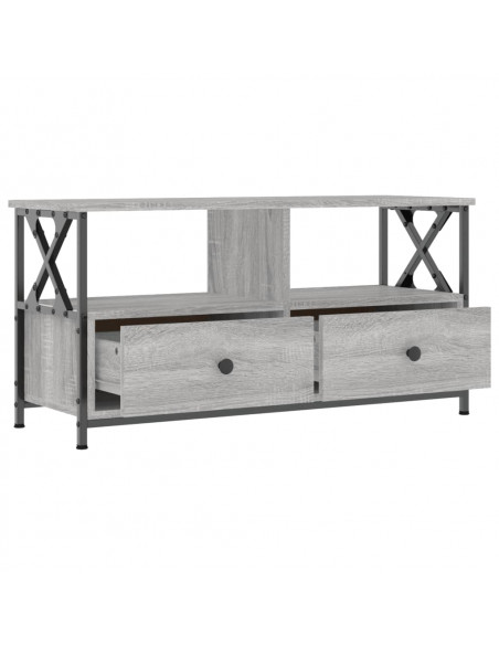 Mobile TV Grigio Sonoma 90x33x45 cm Legno Multistrato e Ferro