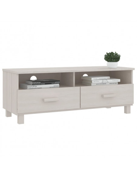 Mobile TV HAMAR Bianco 106x40x40 cm in Legno Massello di Pino