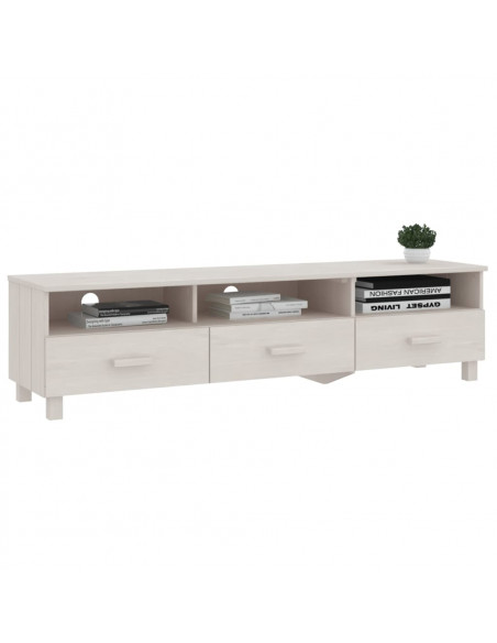 Mobile TV HAMAR Bianco 158x40x40 cm in Legno Massello di Pino