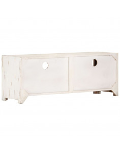 Mobile TV in Legno Massello di Acacia 110x30x40 cm Bianco