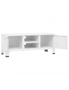 Mobile TV Industriale Bianco 105x35x42 cm in Metallo