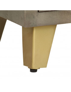 Mobile TV Legno Massello di Mango Grigio e Ottone 110x30x48cm