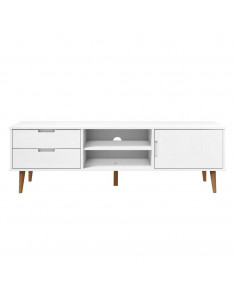 Mobile TV MOLDE Bianca 158x40x49 cm in Legno Massello di Pino