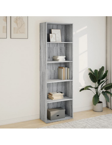 Libreria Grigio Sonoma 60x30x189 cm in Legno Multistrato