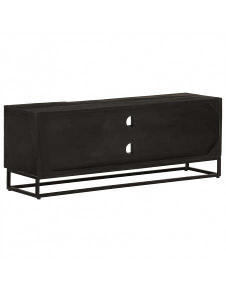 Mobile TV Nero 110x30x40 cm in Legno Massello di Mango e Ferro