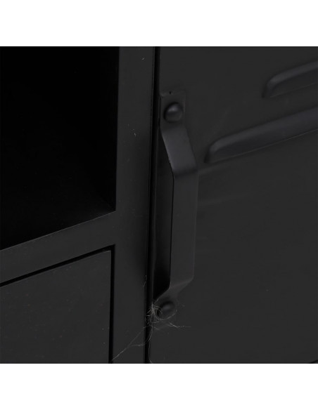 Mobile TV Nero 110x30x43 cm in Ferro e Legno Massello di Abete