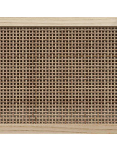 Mobile TV Nero 80x30x40 cm Massello Pino e Rattan Naturale