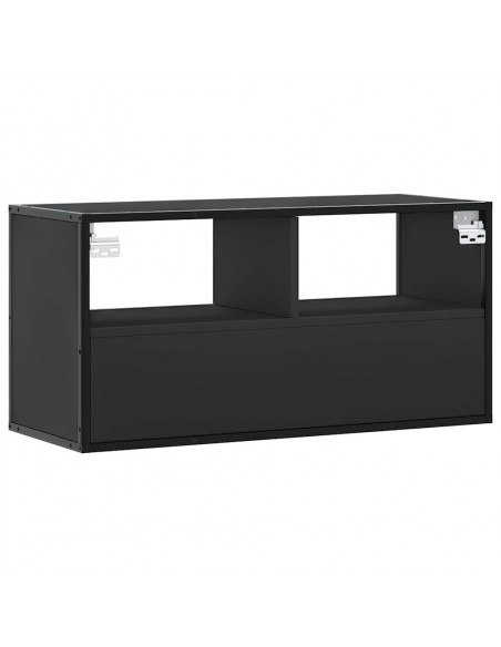 Mobile TV Nero 80x31x39,5 cm in Truciolato e Metallo