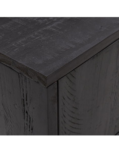 Mobile TV Nero 90x30x40 cm in Legno Massello di Pino