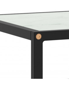 Mobile TV Nero con Vetro Bianco Marmo 100x40x40 cm