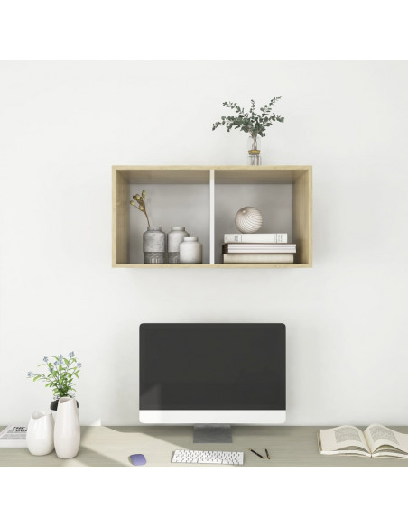 Mobile TV Parete Rovere Sonoma e Bianco 37x37x72 cm Multistrato