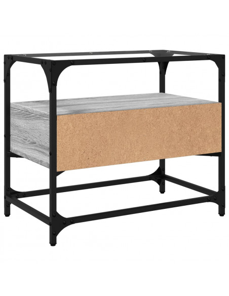 Mobile TV Piano Vetro Grigio Sonoma 60x35x51 Legno Multistrato