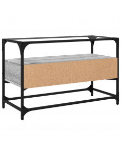 Mobile TV Piano Vetro Grigio Sonoma 80x35x51 Legno Multistrato