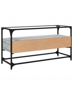 Mobile TV Piano Vetro Grigio Sonoma 98x35x51 Legno Multistrato