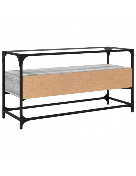 Mobile TV Piano Vetro Grigio Sonoma 98x35x51 Legno Multistrato