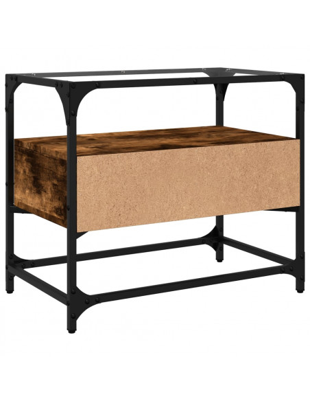 Mobile TV Piano Vetro Rovere Fumo 60x35x51cm Legno Multistrato