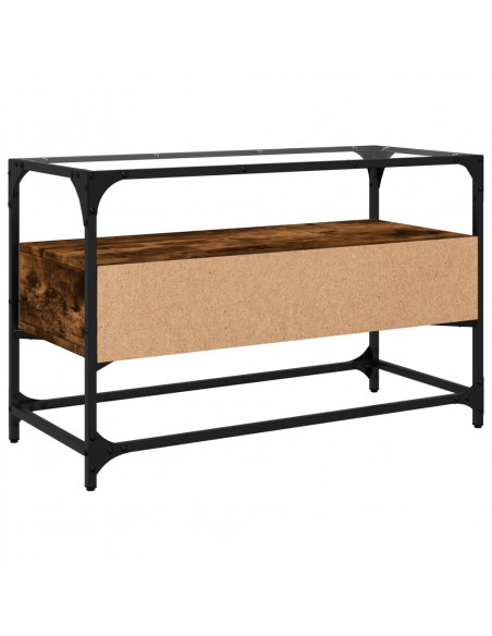 Mobile TV Piano Vetro Rovere Fumo 80x35x51cm Legno Multistrato