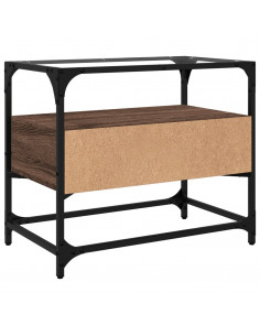 Mobile TV Piano Vetro Rovere Marrone 60x35x51 Legno Multistrato