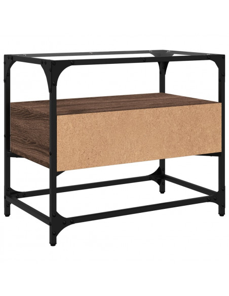 Mobile TV Piano Vetro Rovere Marrone 60x35x51 Legno Multistrato