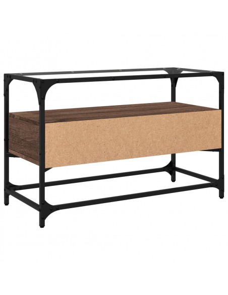 Mobile TV Piano Vetro Rovere Marrone 80x35x51 Legno Multistrato