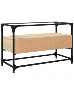 Mobile TV Piano Vetro Rovere Sonoma 80x35x51 Legno Multistrato