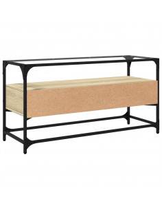 Mobile TV Piano Vetro Rovere Sonoma 98x35x51 Legno Multistrato