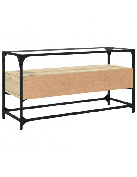 Mobile TV Piano Vetro Rovere Sonoma 98x35x51 Legno Multistrato