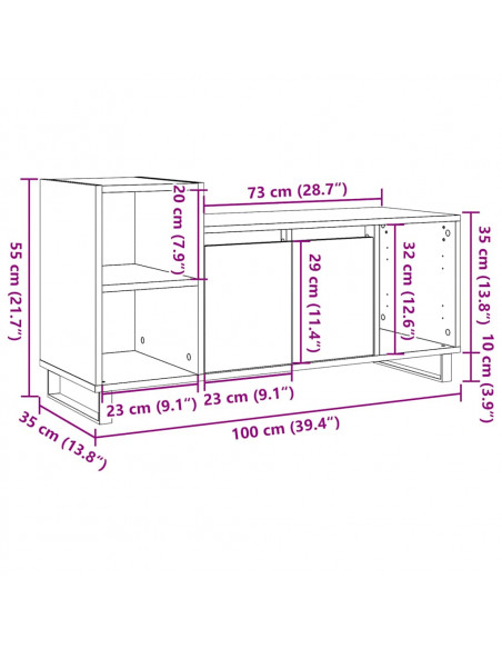 Mobile TV Rovere Artigianale 100x35x55 cm in Legno Multistrato