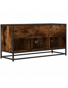 Mobile TV Rovere Fumo 100x35x50 cm Legno Multistrato e Metallo