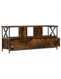 Mobile TV Rovere Fumo 102x33x45 cm in Legno Multistrato e Ferro