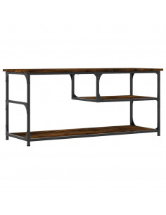 Mobile TV Rovere Fumo 103x38x46,5cm Legno Multistrato e Acciaio