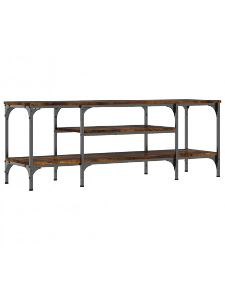 Mobile TV Rovere Fumo 121x35x45 cm in Legno Multistrato e Ferro