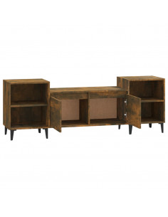 Mobile TV Rovere Fumo 160x35x55 cm in Legno Multistrato