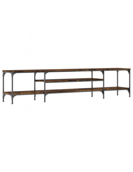 Mobile TV Rovere Fumo 201x35x45 cm in Legno Multistrato e Ferro