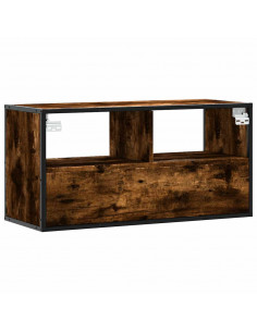 Mobile TV Rovere Fumo 80x31x39,5 cm Legno Multistrato e Metallo
