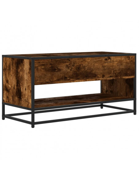 Mobile TV Rovere Fumo 91x40x46 cm Legno Multistrato e Metallo