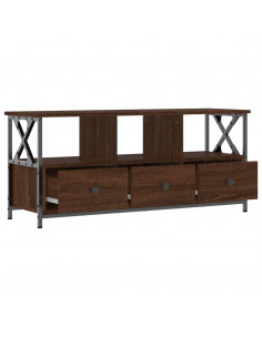 Mobile TV Rovere Marrone 102x33x45 cm Legno Multistrato e Ferro