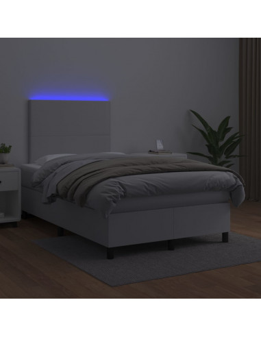 Giroletto Molle con Materasso e LED Bianco 120x200cm Similpelle