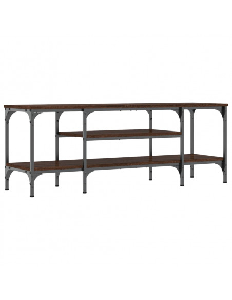 Mobile TV Rovere Marrone 121x35x45 cm Legno Multistrato e Ferro