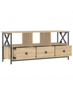 Mobile TV Rovere Sonoma 102x33x45 cm Legno Multistrato e Ferro